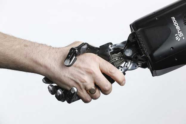 Robotic hand, Shadow Dexterous, and the human hand 