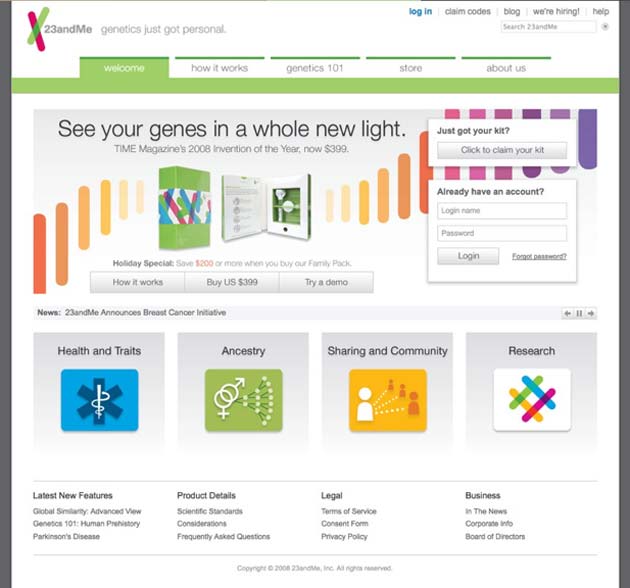 A promotional slide from the DNA-testing company, 23andMe. (Source: Public Domain)
