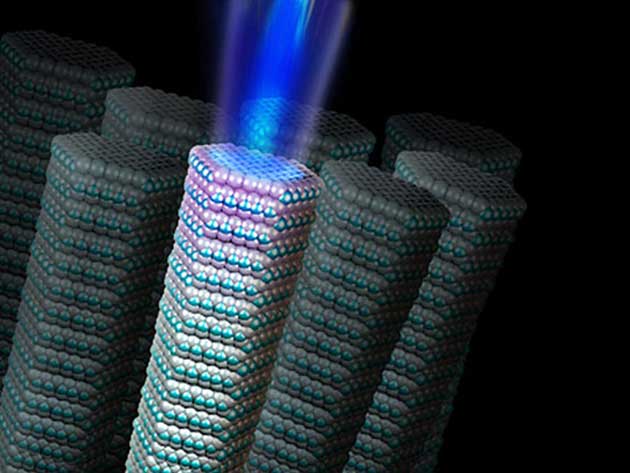 Networks of nanowires may be able to complete computing tasks by emitting light at different wavelengths, which would travel from wire to wire. (Source: National Science Foundation)