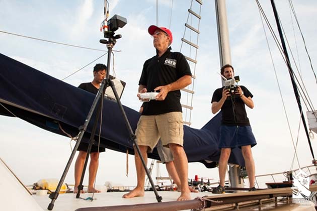 Ocean Alliance CEO Iain Kerr and the Olin College crew testing Snotbots in the Gulf 
