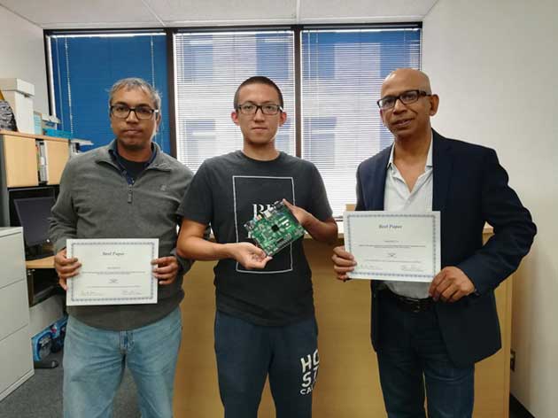 Researchers of the project – Dr. Raj Kannan from ARL West (left), student Shijie Zhou from the University of Southern California (center) and Prof. Viktor Prasanna from USC (right). (Source: Courtesy Photo)