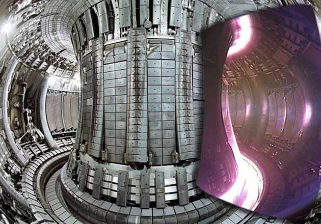 The JET Tokamak (with plasma represented in purple), another reactor located in Europe. (Source: CCFE, JET)