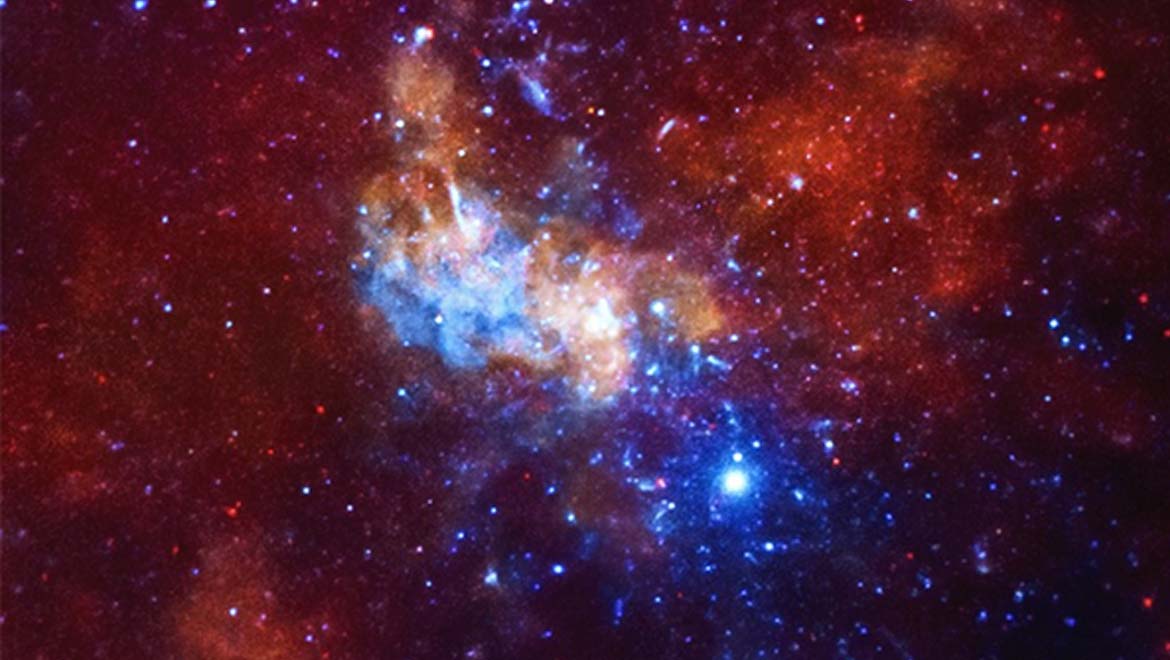 The central Milky Way region, including Sagittarius A*, observed using the Chandra telescope. (Source: NASA/Chandra X-ray Observatory (public domain)). 
