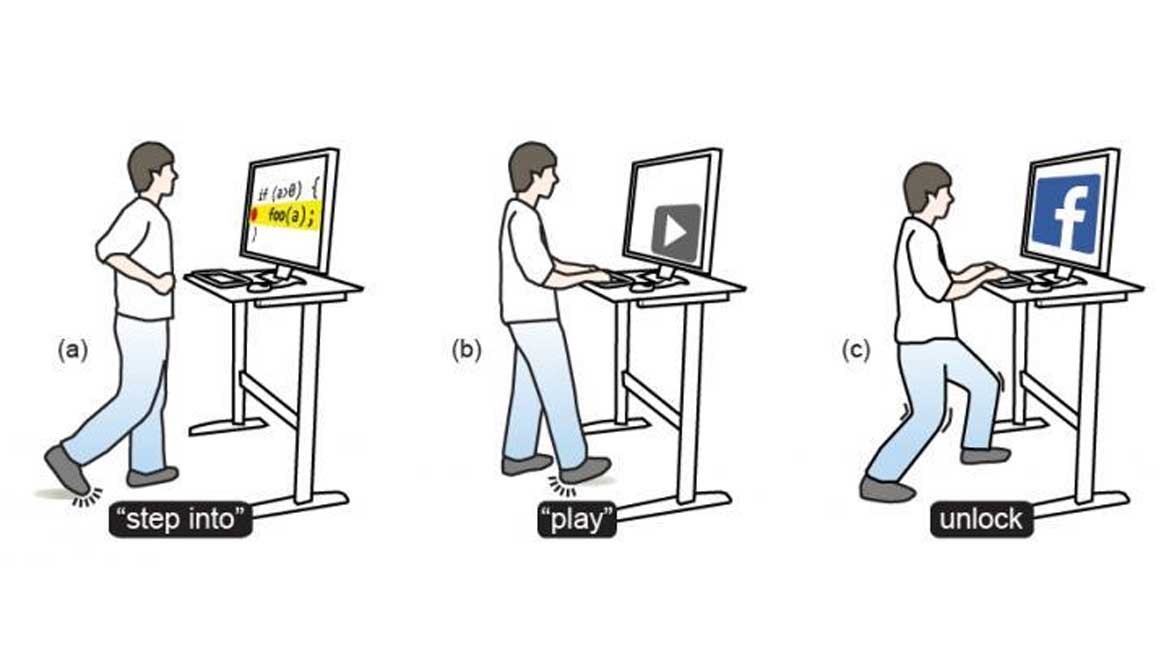 Professor Daniel Vogel presents Tap-Kick-Click: Foot Interaction for a Standing Desk at the Association for Computing Machinery's Designing Interactive Systems 2016 in Brisbane, Australia today. The idea behind the research project, conducted with Master's student William Saunders, is that computer users at standing desks can increase their physical activity through indirect, discrete two-foot input using combinations of kicks, foot taps, jumps, and standing postures which are tracked using a depth camera a
