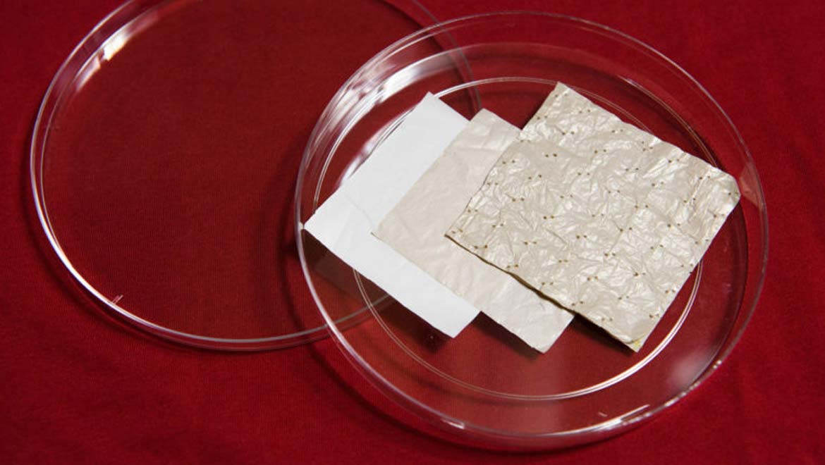 Stanford researchers began with a sheet of polyethylene and modified it with a series of chemical treatments, resulting in a cooling fabric.