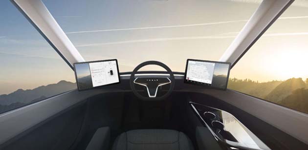 Interior of the truck. Image by Tesla