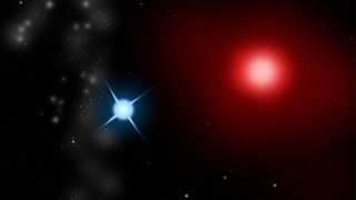 Antares A; an LC type variable red giant star, and Antares B, a class B2.5V blue main sequence star, make up a binary star system in the Scorpius constellation. (CC BY-SA 3.0)